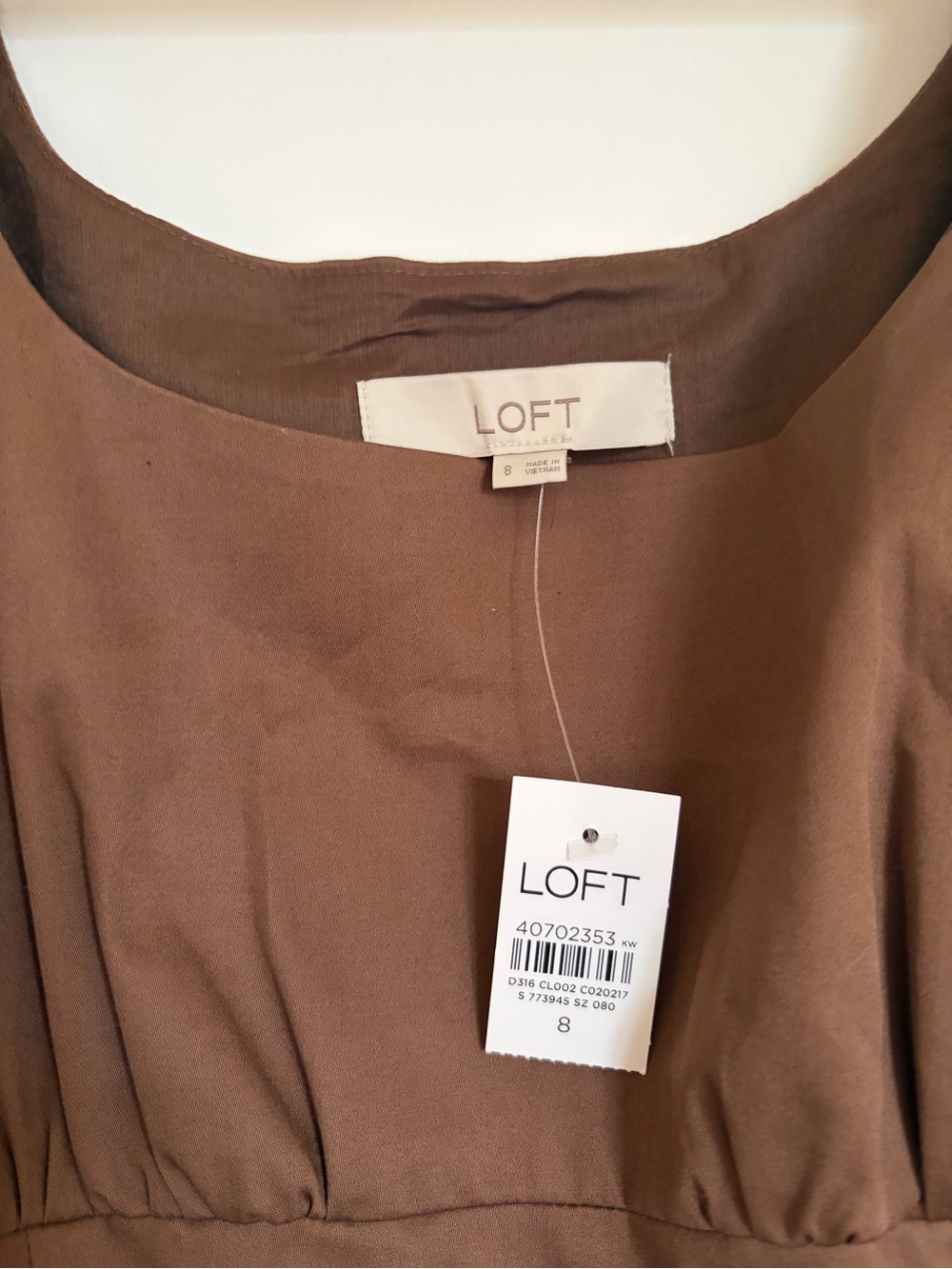 LOFT Seamed Waist Midi Pocket Dress in Cocoa Bliss Size 8 NWT - Picture 3 of 4